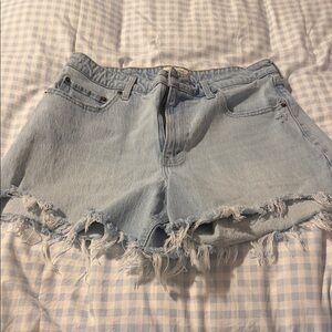 Abercrombie & Fitch Light Blue Distressed Denim Shorts